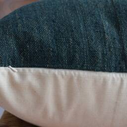 "Handwoven Dark Green Hemp Pillow Cover Karen Tribal Design - 26"" X 26" - thumbnail 4
