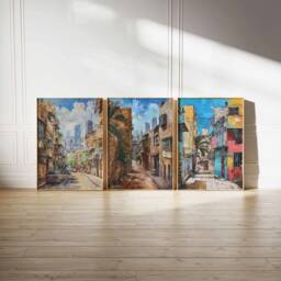 Set Of 3 Tel Aviv Travel Posters, Israeli Prints, Art, Jewish Wall Decor, Gift, Art - thumbnail 2