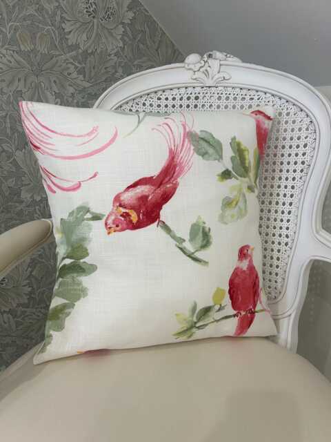 Handmade Cushion Cover in Laura Ashley Harewood Pink Grapefruit, Bird Print, Various Sizes Available - image 1