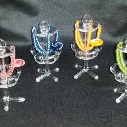 Zu Glass, Ornamental Glass Disc Golf Basket Standing ~You Can Customize Your Colors~Chain Colors Encased in Clear - thumbnail 2