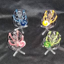 Zu Glass, Ornamental Glass Disc Golf Basket Standing ~You Can Customize Your Colors~Chain Colors Encased in Clear - thumbnail 3