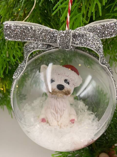 Handmade Christmas Decoration Westie West Highland Terrier Snowglobe Bauble
