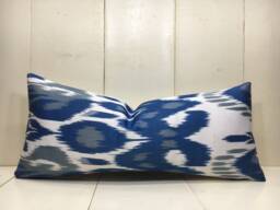 Handwoven Silk Ikat Lumbar Pillow Cover, Decorative Cushion - 10x24