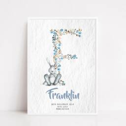 Personalised Nursery Print, Monogram Floral Initial Letter Wall Art, Pink Name Christening Gift - thumbnail 2