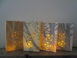 Rustic Luminary Bags, 5 Luminaries, Wedding, Tree Book Centerpiece, Poetry, Poetry Lanterns - thumbnail 1