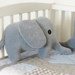 Elephant Baby Blanket, Teal Gray Quilt, Crib Bedding, Grey Safari Nursery - thumbnail 3