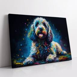 Colorful Cockapoo Dog Pet Abstract Modern Oil Painting Wall Art Framed Canvas Poster Print Home Kitchen Office Room Decor Gifts - thumbnail 2