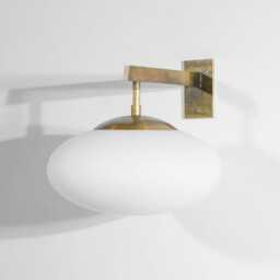 Mid Century Opaline Brass Wall Sconce - Stilnovo Style Light Fixture - thumbnail 2