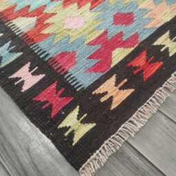 Kilim Rug Multicolour, Handmade Artisan Afghan Turkish Persian Rug, Navajo Moroccan Bohemian Flatweave, Natural Wool Dhurrie 122x89 cm - thumbnail 3