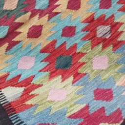 Kilim Rug Multicolour, Handmade Artisan Afghan Turkish Persian Rug, Navajo Moroccan Bohemian Flatweave, Natural Wool Dhurrie 122x89 cm - thumbnail 4