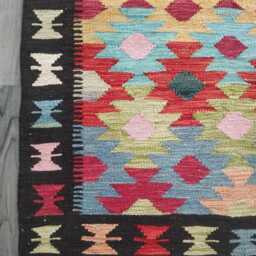 Kilim Rug Multicolour, Handmade Artisan Afghan Turkish Persian Rug, Navajo Moroccan Bohemian Flatweave, Natural Wool Dhurrie 122x89 cm - thumbnail 2