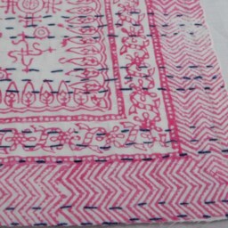 Handmade Kantha Quilt Indian Cotton Bedspread, Throw Blanket - thumbnail 2