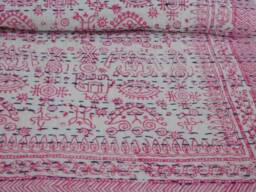Handmade Kantha Quilt Indian Cotton Bedspread, Throw Blanket