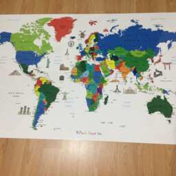 Landmarks World Map Push Pin Travel Cork Board - 90x50 cm - thumbnail 2
