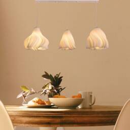 3D Printed Pendant Lamp For Kitchen, Set Of 3 Elegant Lampshades, Modern Wavy Hanging Chandelier, 2 Types Optional, Housewarming Gift - thumbnail 2