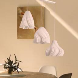 3D Printed Pendant Lamp For Kitchen, Set Of 3 Elegant Lampshades, Modern Wavy Hanging Chandelier, 2 Types Optional, Housewarming Gift - thumbnail 3