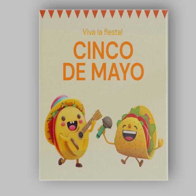Cute Cinco De Mayo Taco Fiesta Cartoon Canvas Wall Art Print Decor Picture Ready To Hang - image 1