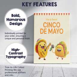 Cute Cinco De Mayo Taco Fiesta Cartoon Canvas Wall Art Print Decor Picture Ready To Hang - thumbnail 2