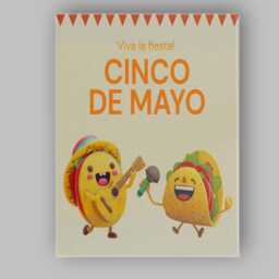 Cute Cinco De Mayo Taco Fiesta Cartoon Canvas Wall Art Print Decor Picture Ready To Hang - thumbnail 1