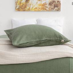 Moss Green Linen Pillow Sham With Zipper - Military Pillow - Olive Decorative Heavy - thumbnail 2