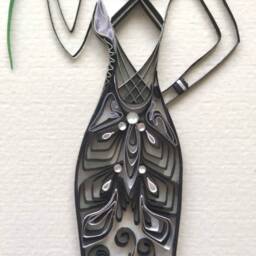 Quilled Art Deco Dress Wall Art Black & Silver Fashion - thumbnail 3
