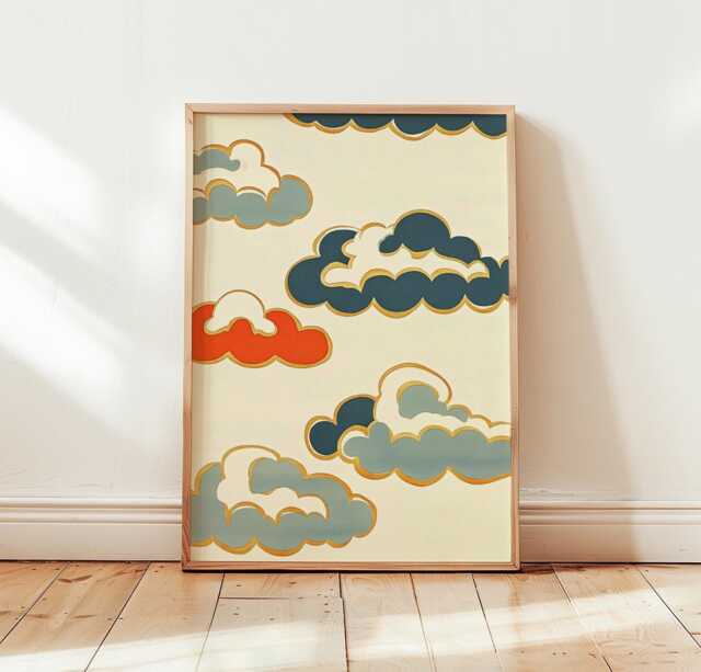 Decorative Cloud Poster, Japanese Sky Print, Minimal Wall Art - image 1