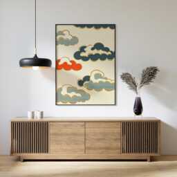 Decorative Cloud Poster, Japanese Sky Print, Minimal Wall Art - thumbnail 3