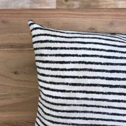 Black Striped Outdoor Pillow Cover, Modern Lumbar - thumbnail 4