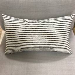 Black Striped Outdoor Pillow Cover, Modern Lumbar - thumbnail 3