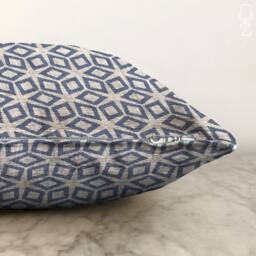 Cushion Cover With Blue Geometric Diamond Pattern - Double Sided Printing On Soft Chenille Fabric Different Size Options Oeko-Tex?? - thumbnail 3
