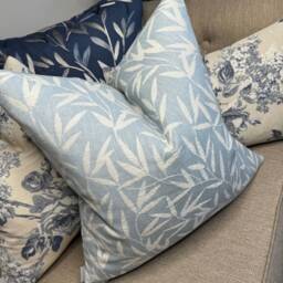 Decorative Cushion Cover, Fern Leaf Pillow Cover , Blue , Double Sided - Designer Fabric Modern Living Worldwide Shipping - thumbnail 2