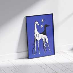 Dog & Stars Art Print - Modern Bedroom Wall - thumbnail 3