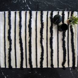 Black & White Bathroom Mat- Bathmats Rugs - Cotton Bath Shower Mat Flatwoven Bathmat Kitchen Doorstep Rug 26x20 in 2'x3' - thumbnail 3