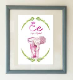 Animal Alphabet, E Is For Elephant, Nursery Art, Elephant Nursery, Alphabet Nursery Print - thumbnail 1