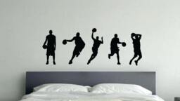 Basketball Players Wall Decal - Sports Decor Kids Room Sticker Athlete Silhouette Vinyl Boys Bedroom 362 - thumbnail 1