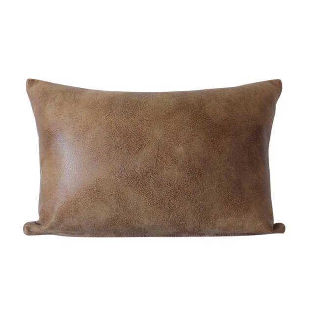 Vintage Tan Faux Leather Pillow Cover, Modern West Texas Decor - image 1