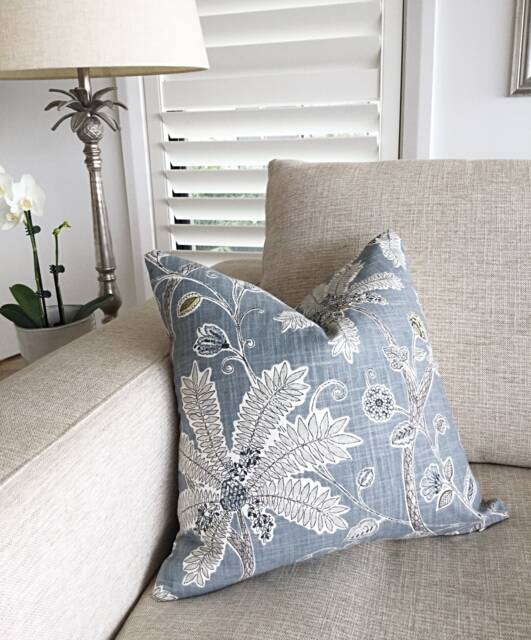 Palm Tree Linen Look Cushion Cover Indienne Ink Grey - image 1