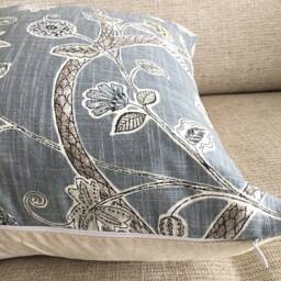 Palm Tree Linen Look Cushion Cover Indienne Ink Grey - thumbnail 2