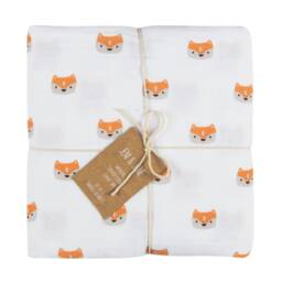 Jeni & Jane Muslin Cotton Fox Baby Swaddle Blankets Set Of 2
