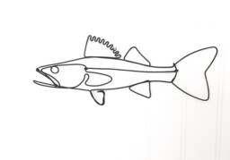 Walleye Wire Sculpture Left Facing Fish Wall Art - thumbnail 1