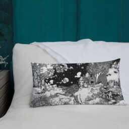 stephen King's Rose Madder Premium Pillow, Pen Ink Illustration Print. Ancient Greek Ruins, Peaceful Night Landscape, Outdoors Adventure
