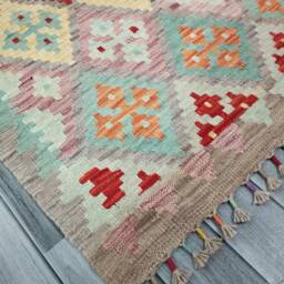 Aryana Runner Rug, Handmade Artisan Afghan Turkish Scandinavian Navajo Bohemian Flatweave Wool Multicolour Kilim Rug 246x88 cm - thumbnail 2