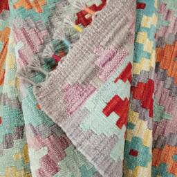 Aryana Runner Rug, Handmade Artisan Afghan Turkish Scandinavian Navajo Bohemian Flatweave Wool Multicolour Kilim Rug 246x88 cm - thumbnail 4