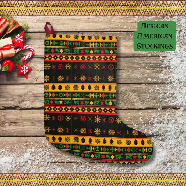 African American Christmas Stockings Gift For Families Ethnic Print Stocking - image 1