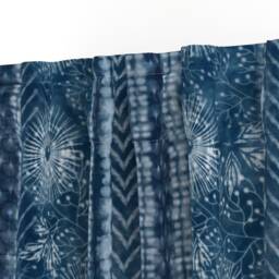 Indigo Stripe Curtain Panel - Shibori Botanical Japanese Inspired Blue Tie Dye Custom Kyokai Stripes By Hnldesigns - thumbnail 3