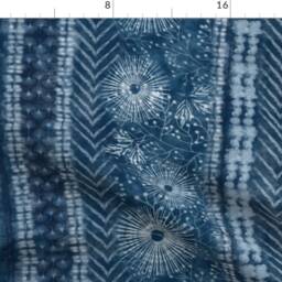 Indigo Stripe Curtain Panel - Shibori Botanical Japanese Inspired Blue Tie Dye Custom Kyokai Stripes By Hnldesigns - thumbnail 4