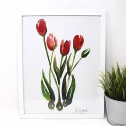 Tulips Art Print, 11x14, Home Decor, Simple Design, Wall - thumbnail 2