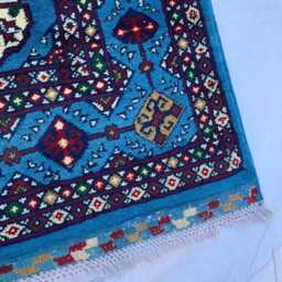 Handmade Navy Blue Afghan Wool Rug Tribal Ahal Gul Design - 5.4x3 Ft - thumbnail 3