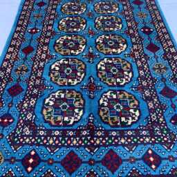 Handmade Navy Blue Afghan Wool Rug Tribal Ahal Gul Design - 5.4x3 Ft - thumbnail 2