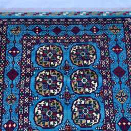 Handmade Navy Blue Afghan Wool Rug Tribal Ahal Gul Design - 5.4x3 Ft - thumbnail 4